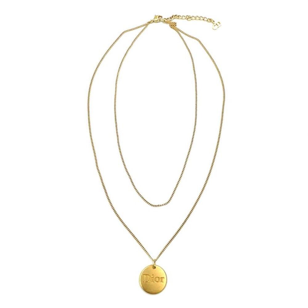 Christian Dior Logo Plate Double Chain Necklace - Picture 3 of 9